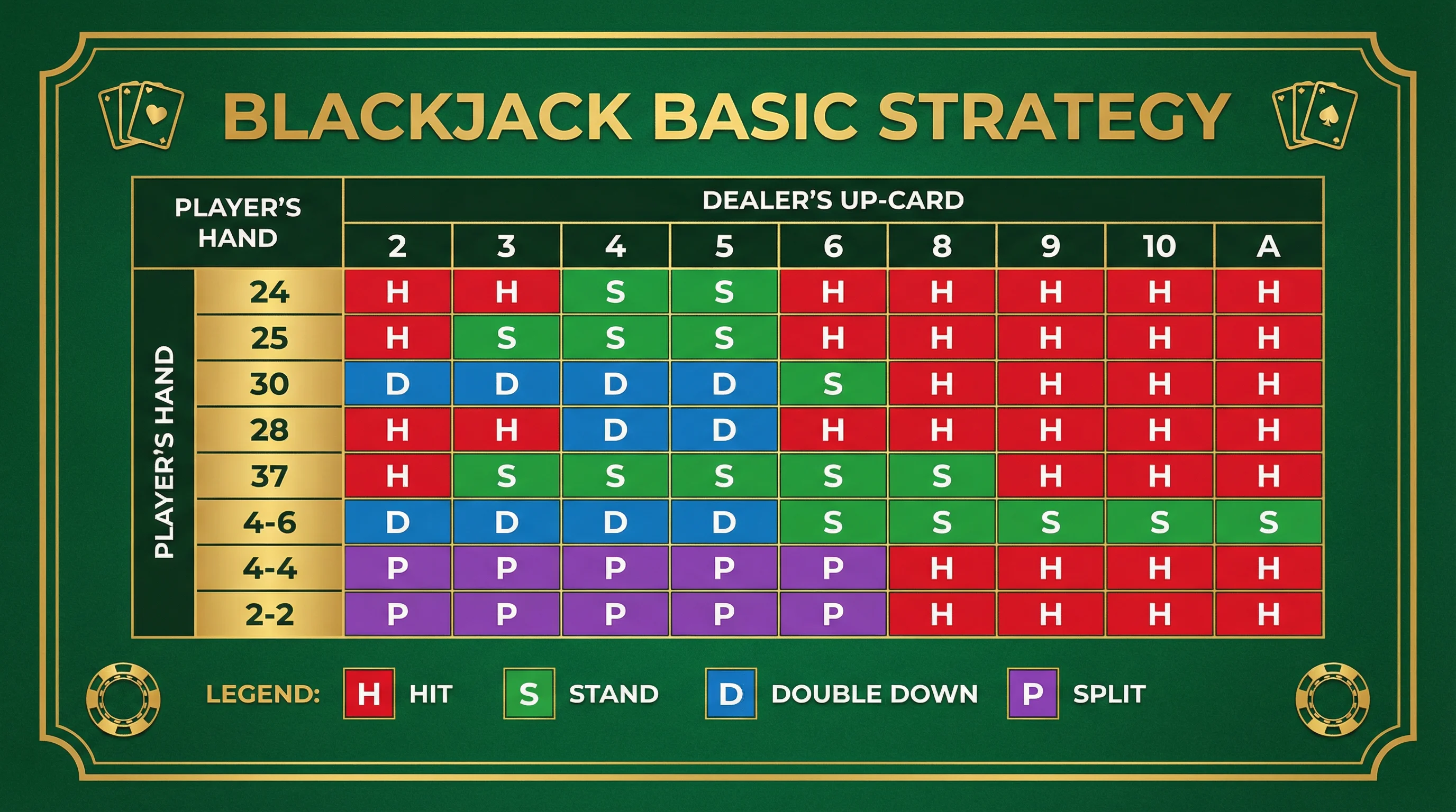 Tabela de estratégia básica de Blackjack
